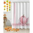 thumbnail image 3 of Fall Shower Curtain Pumpkin Leaf Branch Shower Curtains for Bathroom Decor Pink Stripes Bath Curtains Sets with Hooks for Autumn Thanksgiving Seasonal Decor Fabric Waterproof Small Stall 36" X 72", 3 of 6
