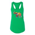 thumbnail image 2 of Wild Bobby, Colorful Walking Good Luck Elephant Animal Lover Ladies Racerback Tank Top, Kelly, X-Large, 2 of 3