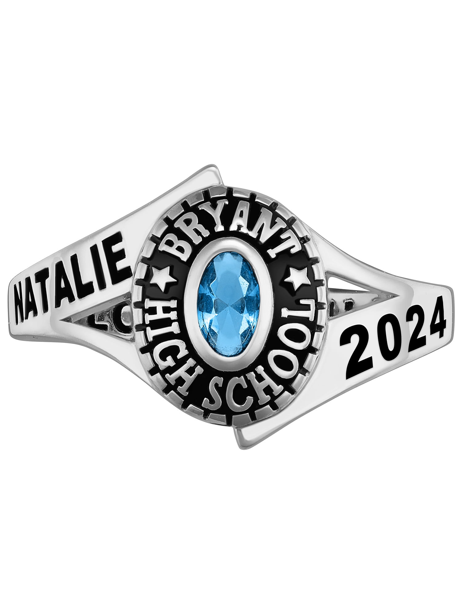 Order Now for 2025 Graduation, Freestyle Women's Platinum over Sterling Silver Birthstone Classic Class Ring, Personalized, High School or College Graduation