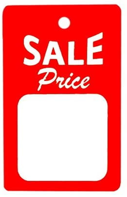 Large Red & Yellow Strung Boutique Sale Price Merchandise Tags 50 Pack 1.6 W x 2.7 H 