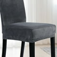 thumbnail image 5 of Haperlare 4 Pcs Velvet Dining Chair Covers Soft Stretch Chair Covers for Dining Room Parsons Chair Protectors Slipcovers, Dark Gray, 5 of 7