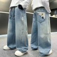 thumbnail image 4 of ZXLBBD Boys Casual Jeans Straight Leg Stylish Emborider Baggy Denim Pants for Kids and Teenagers Fashion Durable Loose Dailywear, 4 of 7