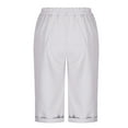 thumbnail image 4 of Women's Casual Summer Shorts Drawstring Elastic Waist Knee Length Curling Jersey Bermuda Shorts White XL, 4 of 6