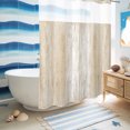 thumbnail image 6 of No Hook Shower Curtain, Cream Wooden Shower Curtains for Bathroom with See Through Top Window, Farmhouse Brown Vintage Distressed Waterproof & Washable Bath Curtain Extra Long 72"x96", 6 of 9
