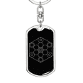 thumbnail image 5 of Sacred Geometry The Fruit of Life Stylized Version Stainless Steel or 18k Gold Premium Swivel Dog Tag Keychain, 5 of 16