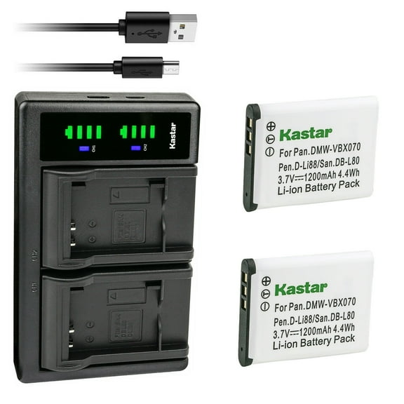 Kastar 2-Pack Battery and LTD2 USB Charger Compatible with Toshiba PX1686 PX1686E-1BRS Battery, Toshiba Camileo BW10 Camileo SX500 Camileo SX900 Digital Cameras