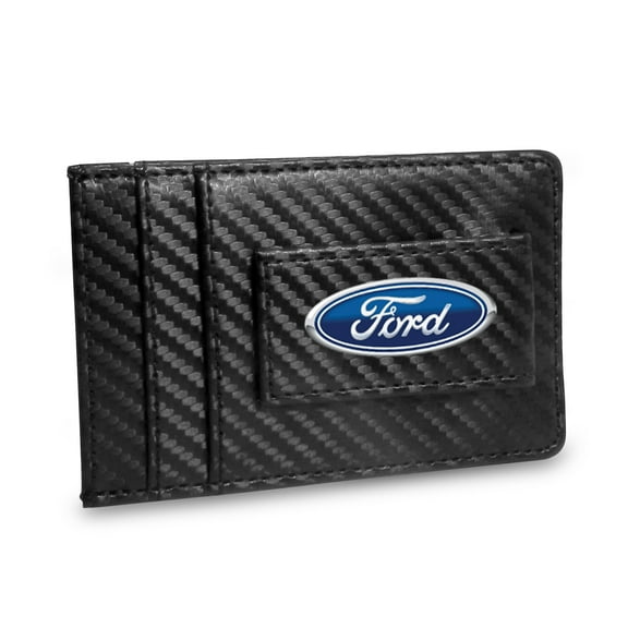 Ford Logo Black Carbon Fiber RFID Card Holder Wallet