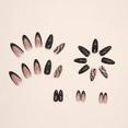 thumbnail image 4 of Press On Nails，French Tip Press On Nails，Acrylic Press On Nails,Almond Shape Wear Nail Black Mysterious Star Ripple Nail Powder Through Simple Nail Piece, 4 of 6