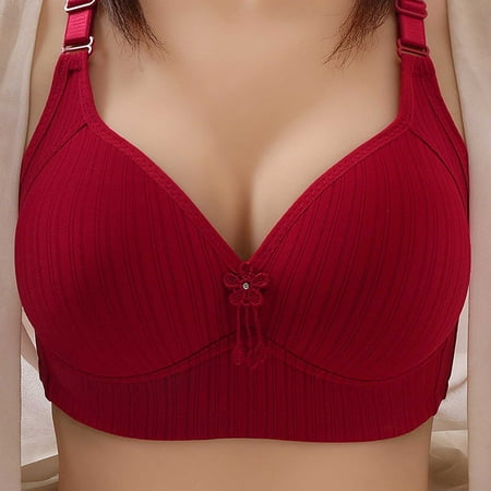 Elvqul Womens Wirefree Bras Bralette Red Underwear Nylon Bras