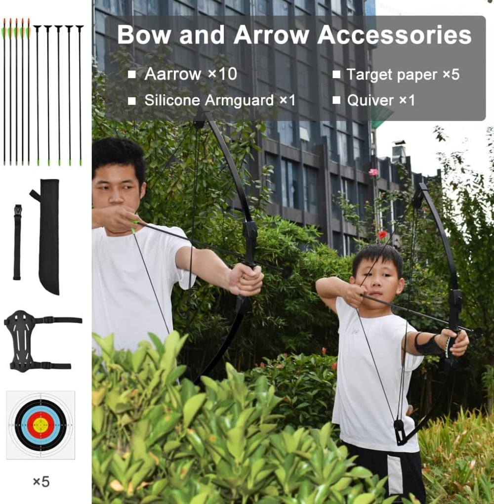 Piaoyu Kids Archery Set with Fiberglass Quiver, Compound Bow for Youth Shooting Practice and Outdoor Training