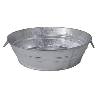 Jiowenm 105LFT 3 Gallon Hot Dipped Steel Low Flat Tub, Silver Limited Edition