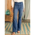 thumbnail image 3 of Pantalones vaqueros elegantes con pierna recta y cintura alta para mujer, talla 12, 3 of 6