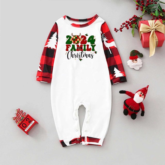 Conjuntos familiares a juego de Naughtyhood, mono informal estampado navideño, ropa para el hogar, pijamas navideños unisex para niños, pijamas familiares, pijamas navideños.
