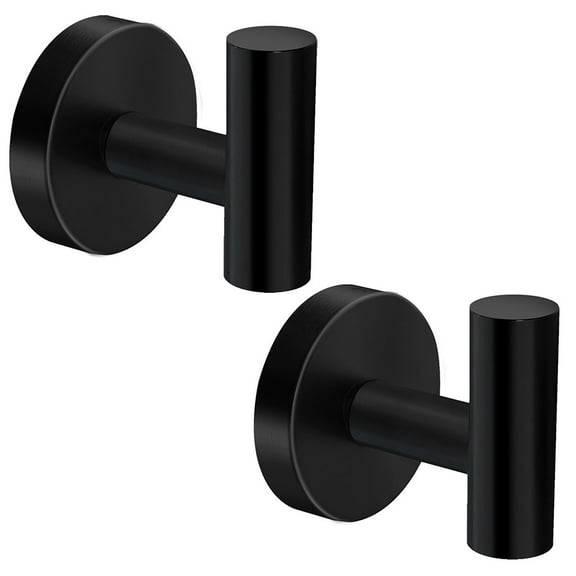 2 Pack Towel Hooks, Matte Black SUS304 Stainless Steel Coat Robe Clothes Hook Modern Wall Hook Holder for Bathroom Kitchen Garage Hotel Wall Mounted