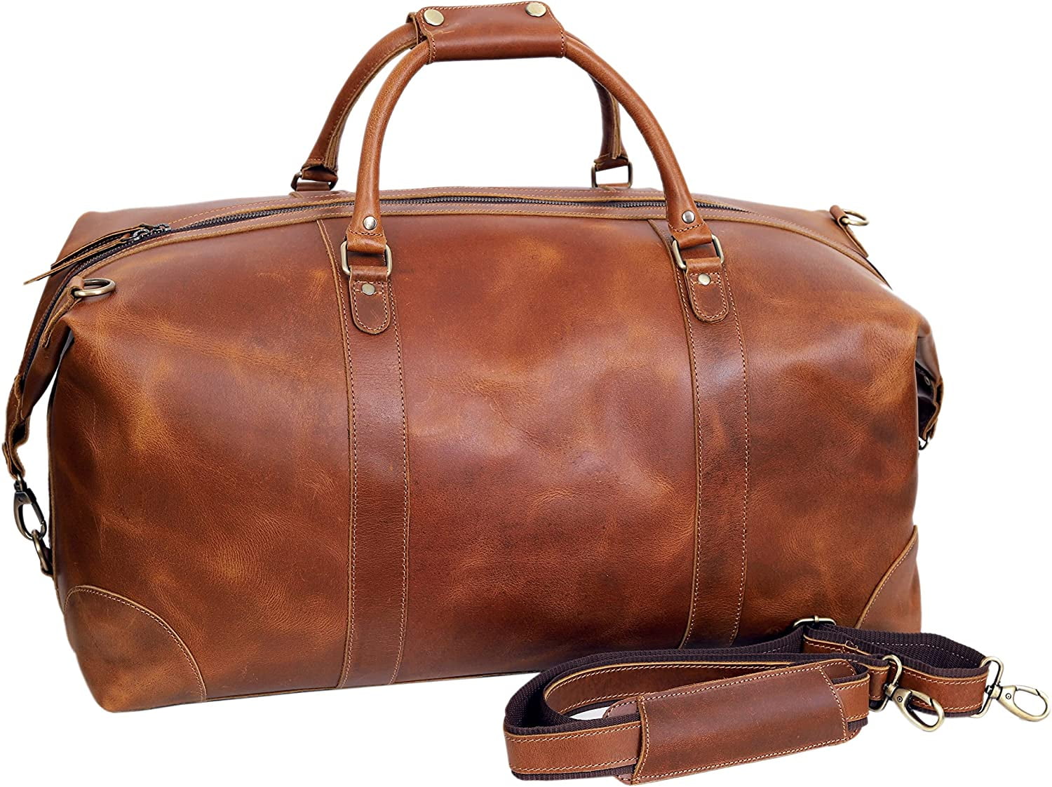 24" Leather Buffalo Travel Case Duffel Luggage Bag, Gym Travel Tote Duffel, Overnight Weekender