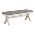 thumbnail image 2 of Furniture of America Moser Padded Fabric Gray and Antique White Dining Bench, 2 of 9