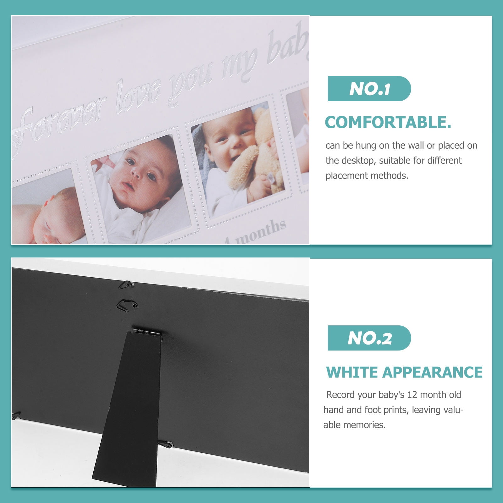 FELTECHELECTR Elegant White Infant Photo Frame for Baby Handprint and Footprint Keepsake
