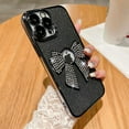 thumbnail image 2 of Mantto Compatible with iPhone 13 Glitter Case,Luxury Cute Bowknot Sparkle Shine Diamond Design with Bling Plating Logo View,Aesthetic Shockproof Bumper Cover for Women Girls, Black, 2 of 7