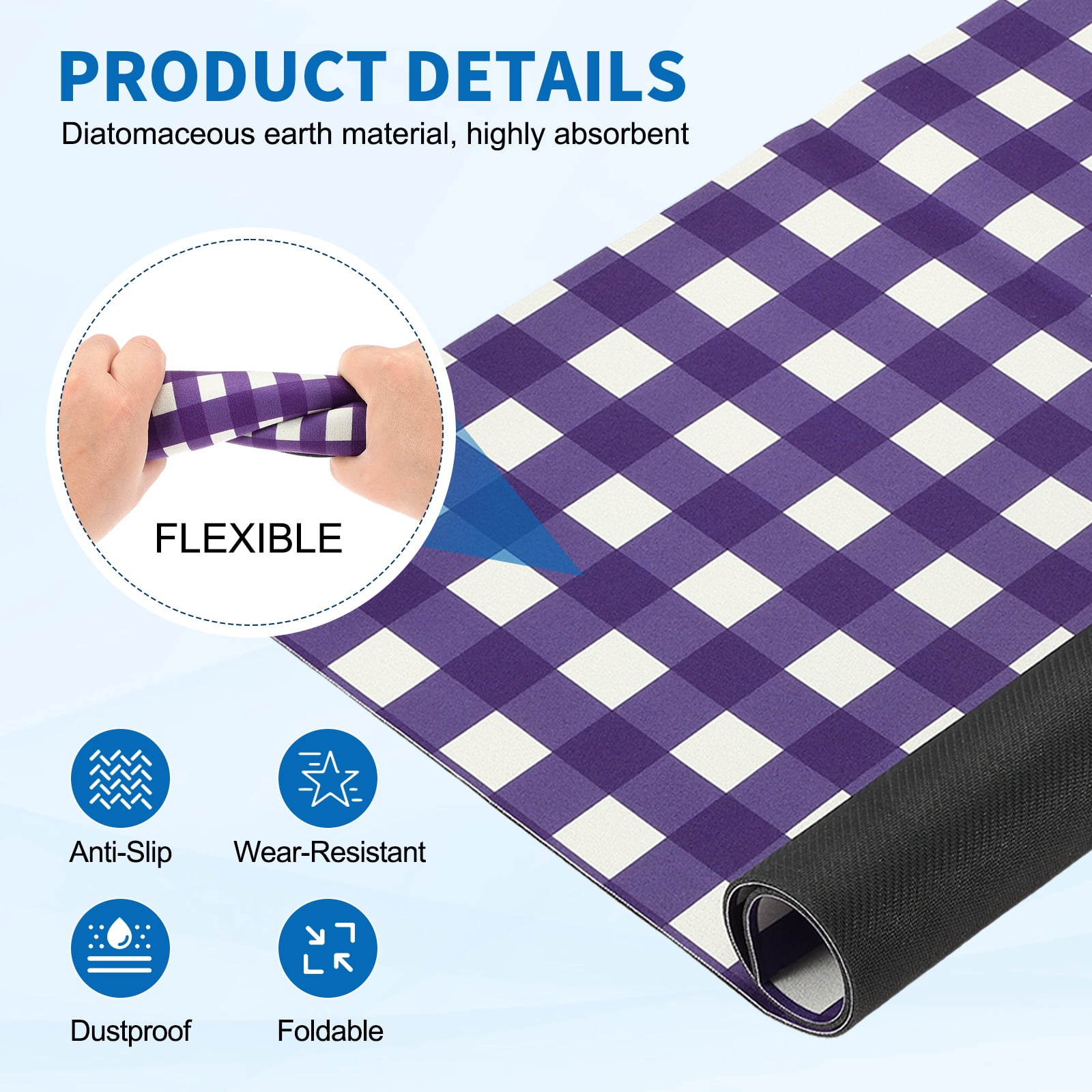 Uxcell 1 Pcs Washer and Dryer Top Protector Mat 20'' x 24'' - Non-Slip, Quick Drying Rubber Washing Machine Top Cover Pad Geometric Pattern for Home Kitchen Laundry Room, Purple