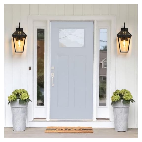 Outdoor Wall Lantern 2-Pack, 21" Black Metal Sconce - Porch Light for Patio, Garden, Modern Farmhouse Exterior Lighting (Bulb Not Included)