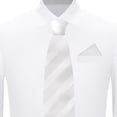 thumbnail image 3 of Jacob Alexander Men's Tonal Stripe Pocket Square Handkerchief - White, 3 of 4