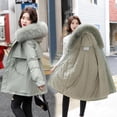 thumbnail image 4 of Chaqueta de algodón grueso de moda con cuello de cuero suelto de estilo coreano de invierno de mediano a largo para mujer, 4 of 6