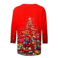 thumbnail image 4 of Lopecy-Sta Women's Christmas Neon Christmas Tree Graphic 3/4 Sleeve T-Shirt, Casual Crew Neck Cotton Top, Loose Festive Holiday Shirt for Women Red 2XL, 4 of 5