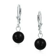 thumbnail image 3 of Bling Jewelry Womens Timeless .925 Sterling Silver Black Onyx Bead 8mm Ball Drop Earrings Lever Back Genuine Gemstone, 3 of 6