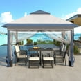 thumbnail image 2 of Outdoor Basic 11 x 11 ft Pop up Patio Gazebo, Portable Canopy Shade Tent with Mosquito Netting/Sandbags, Blue, 2 of 10