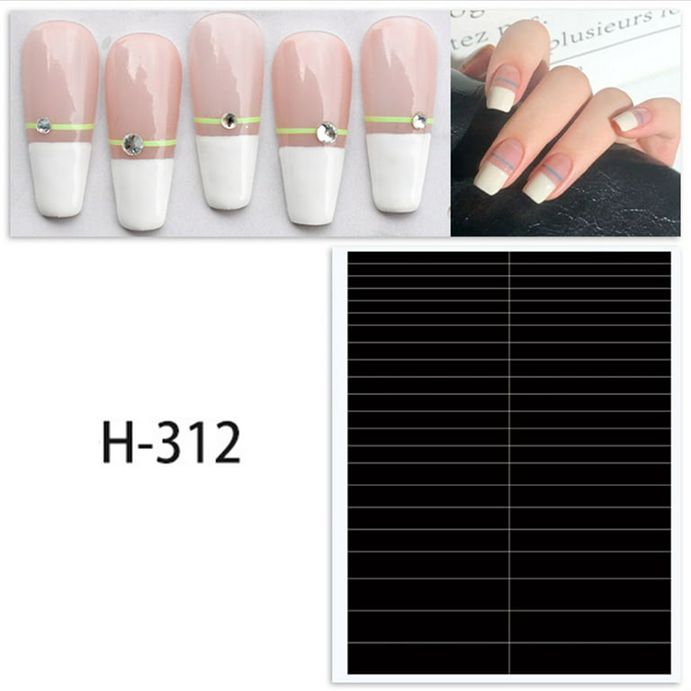 ZPAQI 24-Design French Manicure Strips Nail Art Stickers,Self-Adhesive Nail  Tips Guide 