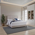 thumbnail image 7 of Leji King Size Bed, Square Button Tufted Beige Upholstered Headboard, 7 of 7
