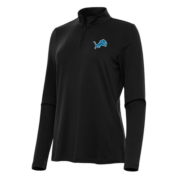 Women's Antigua Black Detroit Lions Reprocess Quarter-Zip Top