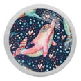 thumbnail image 1 of 4PCS Round Watercolor Fairy Animals Cabinet Fluorescence Knob Glowing in the Dark Furniture Drawer Pulls Handle with Screws, 1 of 5