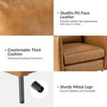 thumbnail image 3 of Vegan Leather Upholstered Accent Chair Lounge Armchair Sofa Moveable Cushion Metal Legs Reception Bedroom Camel, 3 of 5