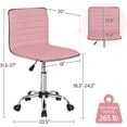 thumbnail image 2 of XPOPR Ergonomic Low Back Ribbed Armless Office Chairs in Pink, Adjustable Swivel Task Chair with Lumbar Support for Women, 2 of 11