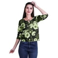 thumbnail image 1 of Moomaya Printed Keyhole Neck Ring Top Casual 3/4th Sleeve Tees Tank Tunic Top, 1 of 5