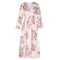 thumbnail image 1 of Vestidos bohemios divididos con estampado floral de manga larga con cuello en V informal de verano para mujer Fridja yut5229, 1 of 8