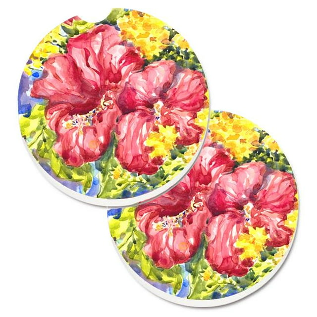 Flower Hibiscus Set of 2 Cup Holder Car Coaster