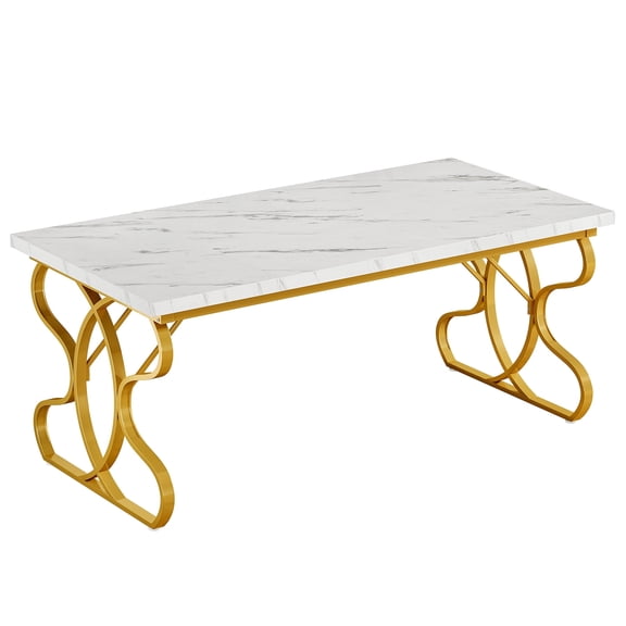 Kadyn Kitchen Table, Dining Table,Rectangular Modern Luxury Dining Table with Manufactured Wood Top & Gold Metal Frame for Dining Room