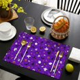 thumbnail image 4 of Purple Halloween Pattern Summer Placemats Table Placemats Set Of 4-Linen Kitchen Washable Placemats Table Mats 11.8"x17.7" Non-Slip Heat Resistant, 4 of 6