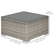 thumbnail image 2 of Rattan Garden Coffee Table, 25.6" Square Garden Rattan Table with Tempered Glass Top, Grey, 2 of 7