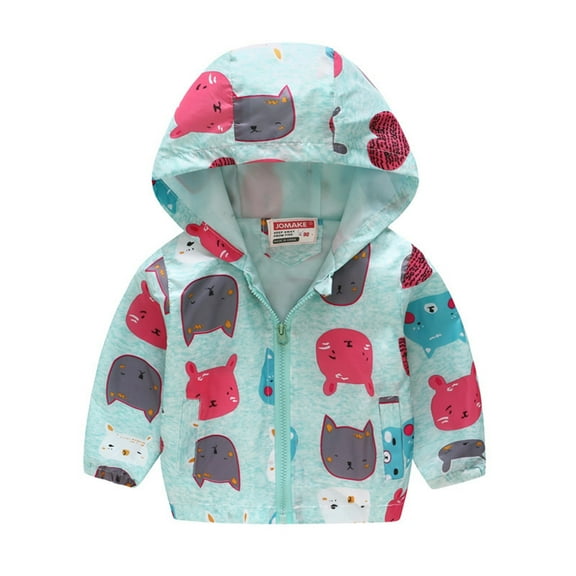 Coerni Toddler Baby Boys Girls Hooded Jacket Windbreaker Lightweight Dinosaur Print Coat Autumn Long Sleeve Windproof Outwear