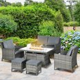 thumbnail image 2 of Outsunny Ensemble de Meubles de Patio 6 Pièces avec Chaises Poufs Canapé Table de Foyer, 2 of 9