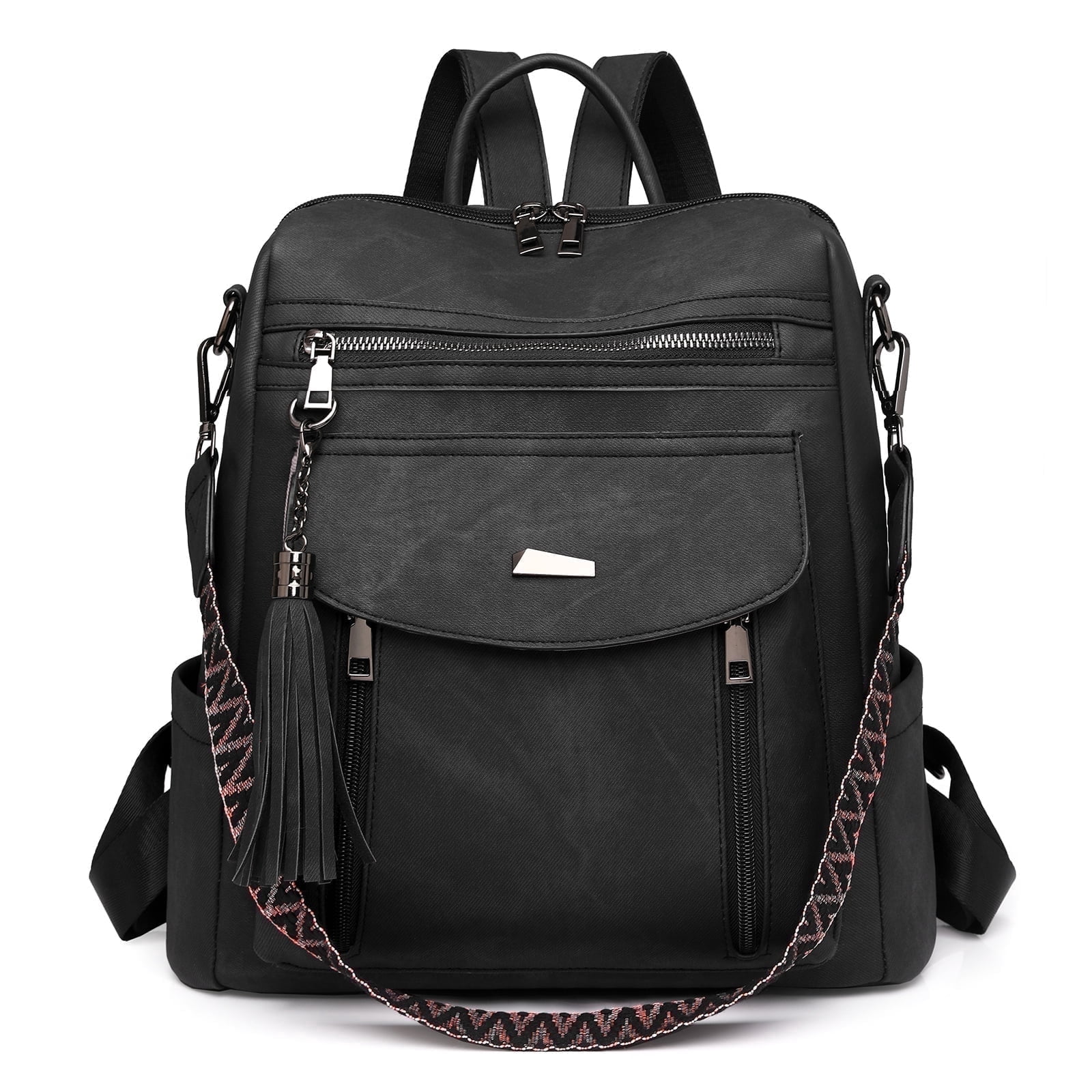 GOIACII Backpack Purse for Women Travel Backpack PU Leather Ladies Handbag Designer Ladies Fashion Travel Shoulder Bags with Tassel