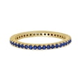 thumbnail image 2 of GOURIK 18K Yellow Gold Plated Stackable Created Sapphire Ring For Women - Thin Eternity Band For Stacking - Sapphire Light Weight Wedding Eternity Band Size 5, 2 of 9