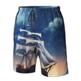 thumbnail image 4 of Balery Moonlit Night Sea Sailboat Traje de Baño Estilo Hawaiano para Hombre, Shorts de Secado Rápido con Bolsillos-Small, 4 of 6