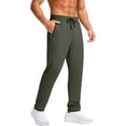 thumbnail image 2 of Sweat Pants Men's Solid Color Elastic Waist Drawstring Pocket Casual Sports Ice Silk Trousers Army Green 2Xl, 2 of 7