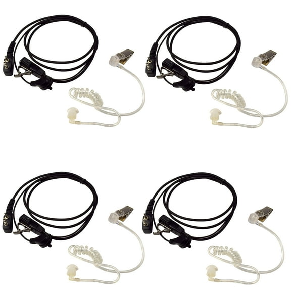 HQRP 4-Pack 2 Pin Acoustic Tube Earpiece Headsets Mic for ICOM IC-F3001, IC-F3002, IC-F3003, IC-F3011