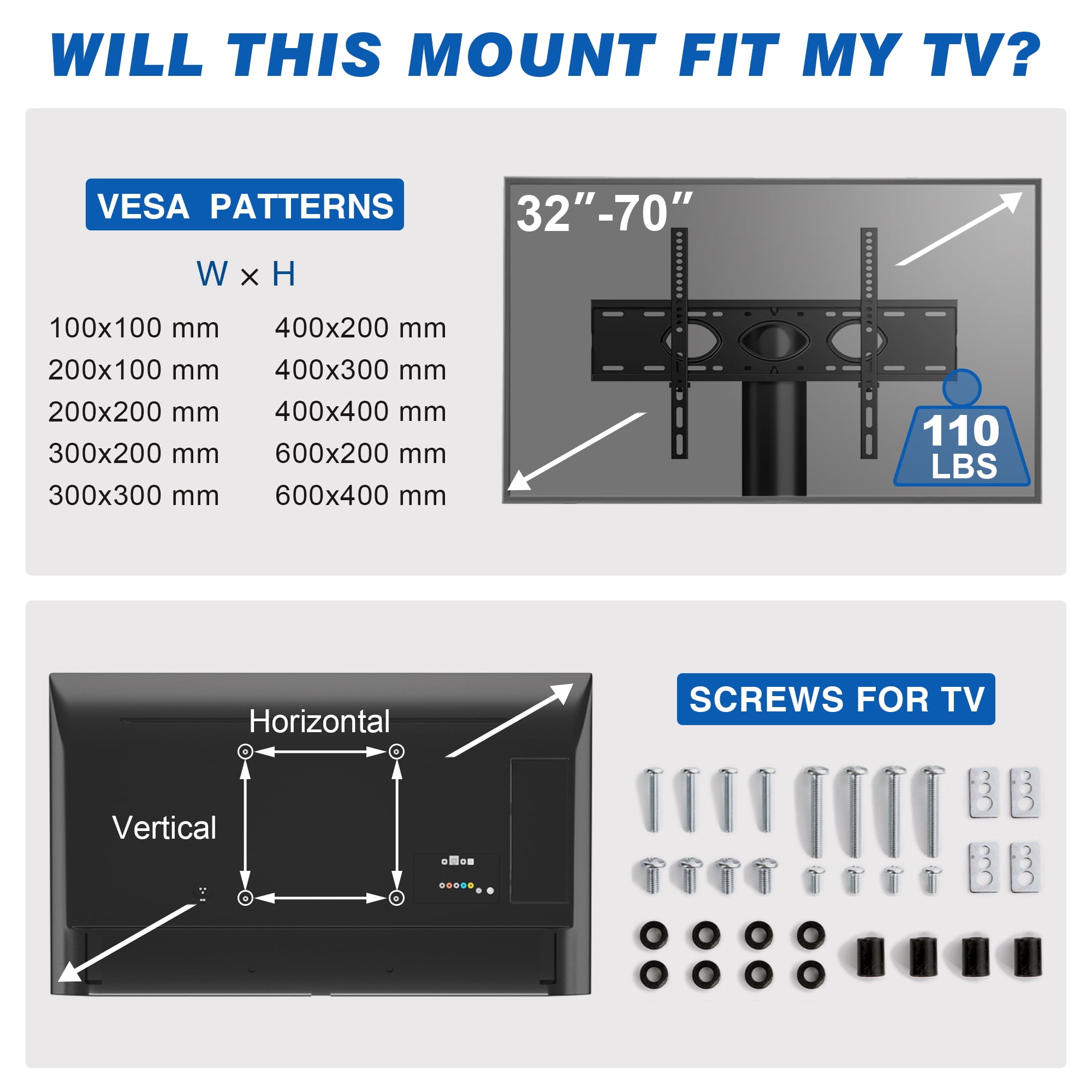 RTVR 3 in 1 Entertainment Center TV Stand with Glass Shelves for up to 70 inch Screens, Swivel Adjustable TV Mount Stand, Max VESA 600X400mm