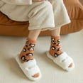 thumbnail image 4 of HomeGardon Socks for Women Women's Mid Length Socks wth Leopard Print and Half Fleece Fleece Thickened Warm Sleeping Socks, 4 of 4